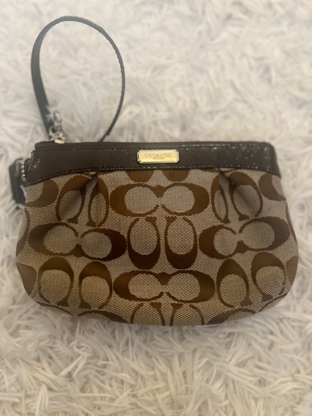 Coach Brown Signature Canvas Wristlet